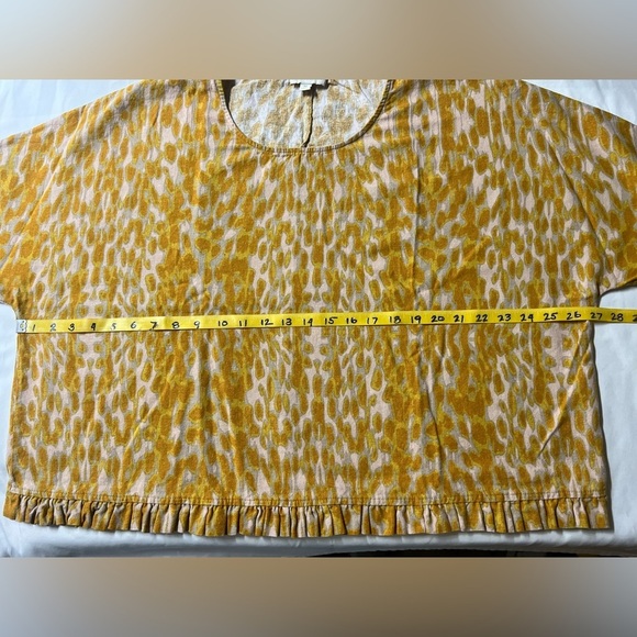 CYNTHIA ROWLEY Yellow Cheetah print Linen ruffle top size M - Picture 12 of 13